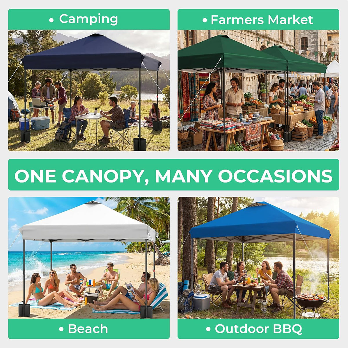 DabisCamp 10x10 Pop-Up Canopy Tent with One-Push Instant Setup
