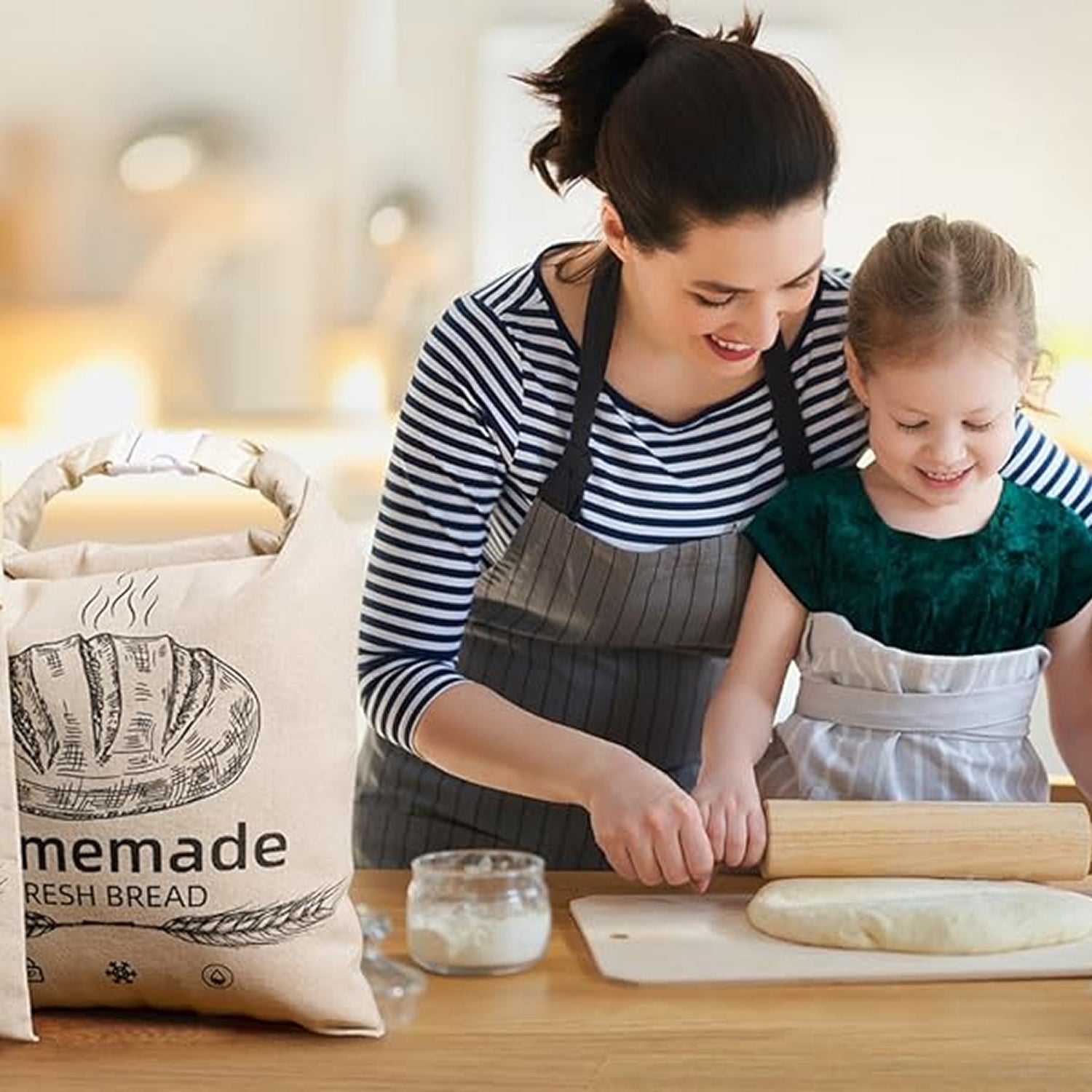 Beeswax Bread Bag Linen 17x12.6in Keeps Fresh 7 Days Freezer-Safe Reusable BeeBredix