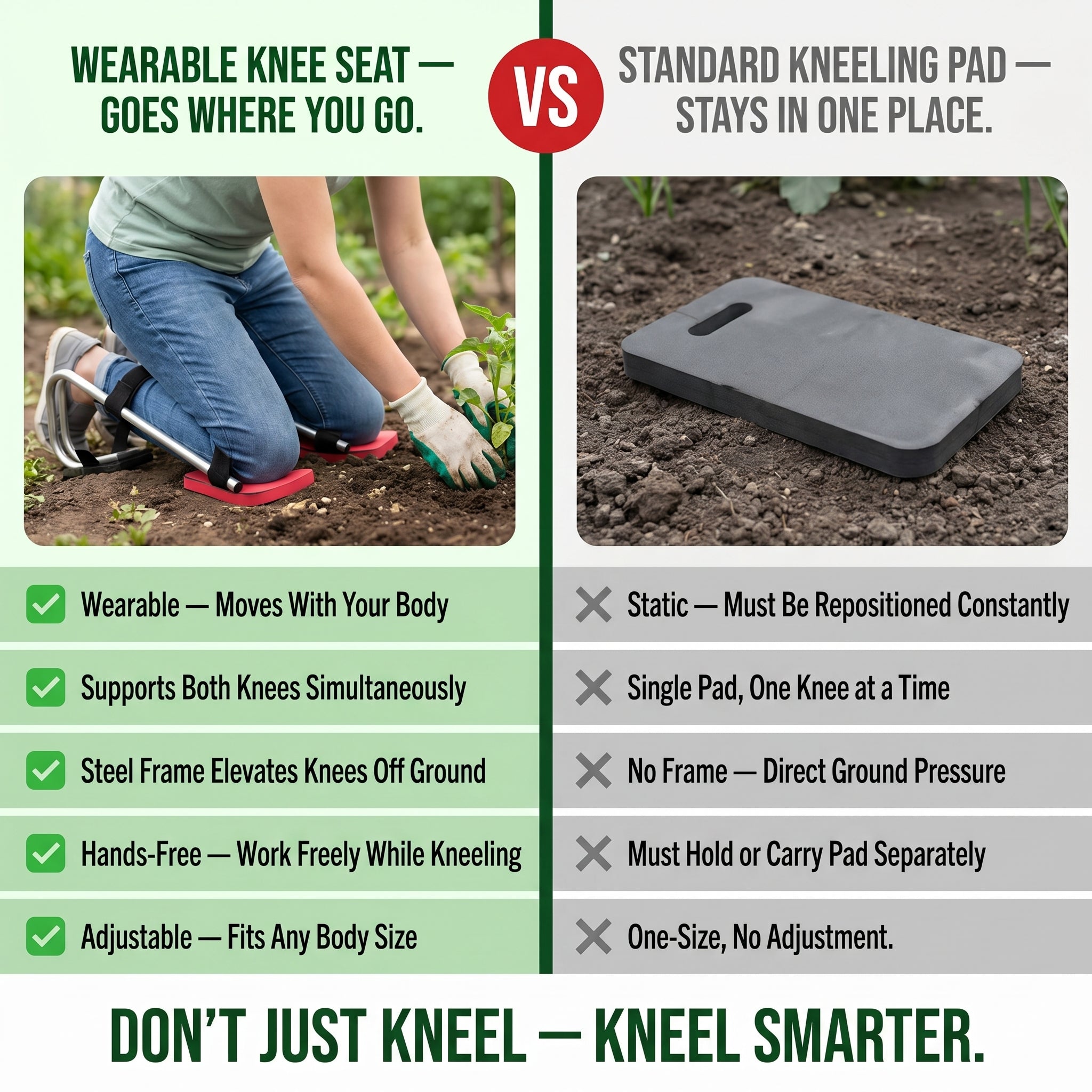 DeniGavik Garden Kneeler and Seat Stainless Steel EVA Cushion Foldable Non-Slip Rust-Resistant