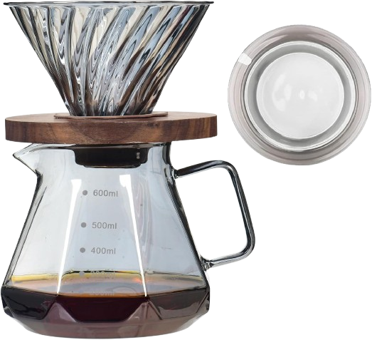 Pour Over Coffee Maker - Manual Drip Coffee Brewer with Reusable Stainless Steel Filter