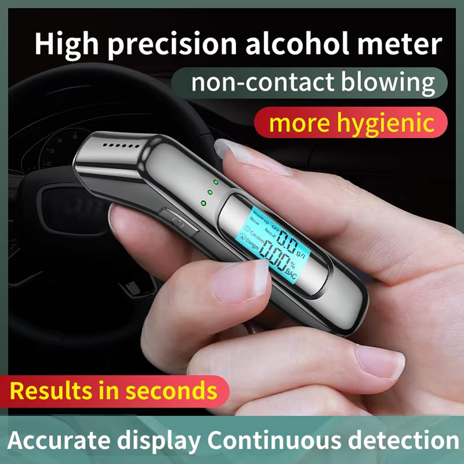 AlyBreath Digital Breathalyzer Contactless Portable BAC Tester with 2.7K Display