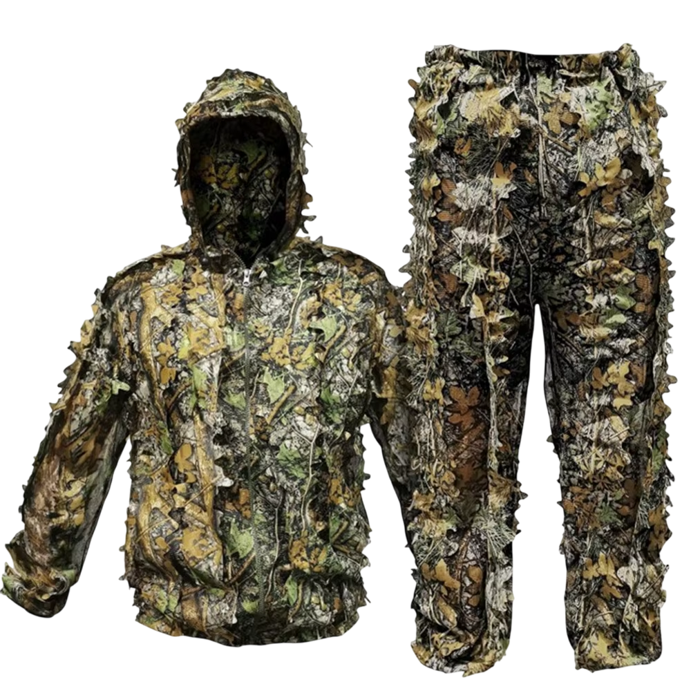 AmoMirag Ghillie Suit - 3D Bionic Leaf Camo, 98% Concealment, Lightweight Breathable Design for Hunting