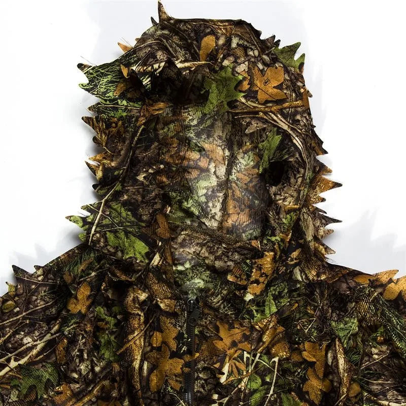 AmoMirag Ghillie Suit - 3D Bionic Leaf Camo, 98% Concealment, Lightweight Breathable Design for Hunting