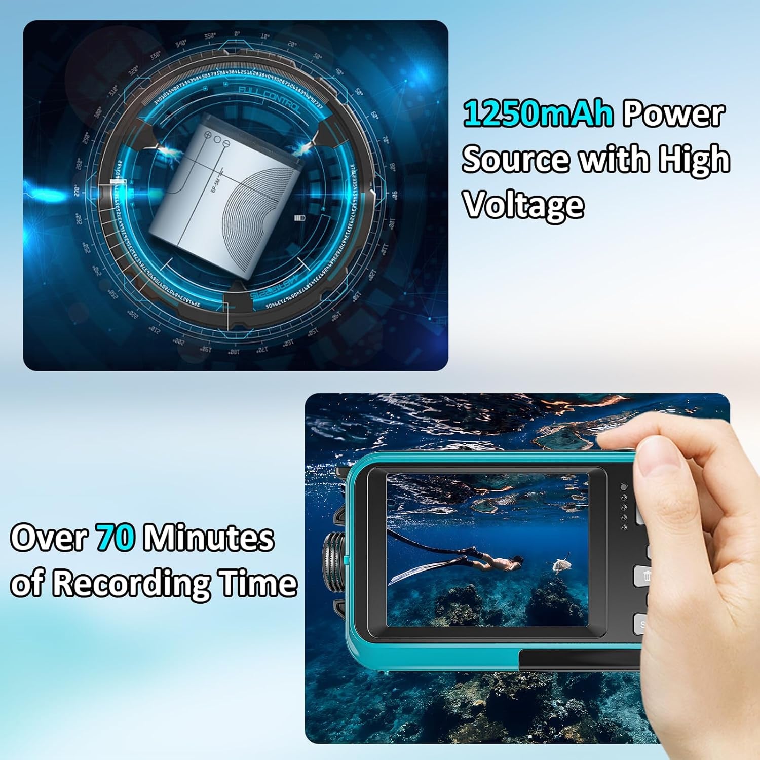 ShotCorix Waterproof Digital Camera 56MP 4K UHD Dual Screen 11FT Underwater Selfie Cam