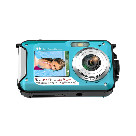 ShotCorix Waterproof Digital Camera 56MP 4K UHD Dual Screen 11FT Underwater Selfie Cam