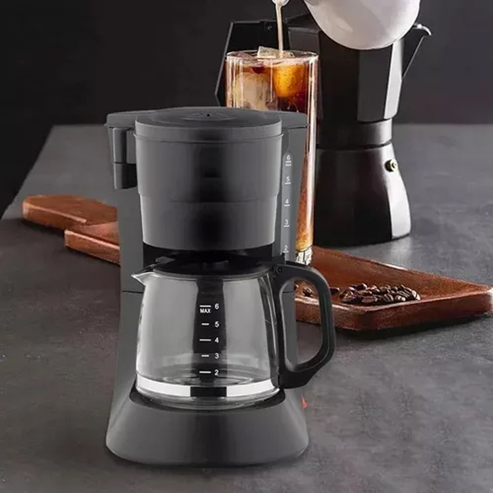 AronClix Drip Coffee Maker 600W Stainless Steel Compact with Reusable Filter & Hot Plate