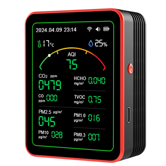 AtmoxAir Air Quality Monitor - 15-in-1 Indoor Pollution Detector, WiFi App Control with NDIR CO2 Sensor