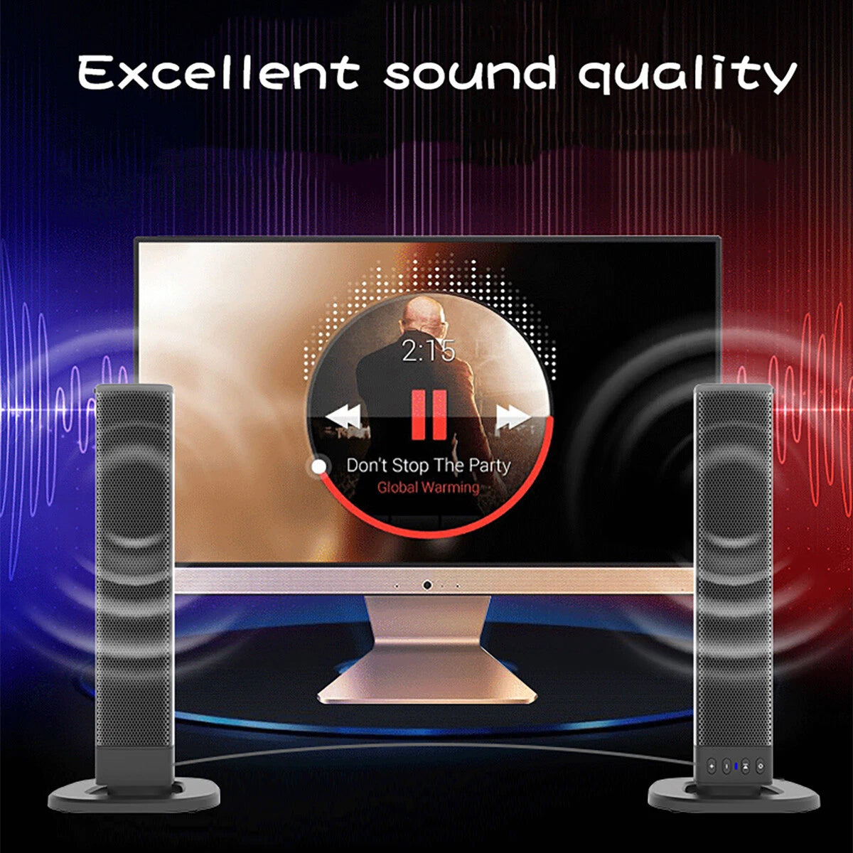 BariSovix TV Soundbar Detachable Bluetooth 5.0 Wireless Speaker System