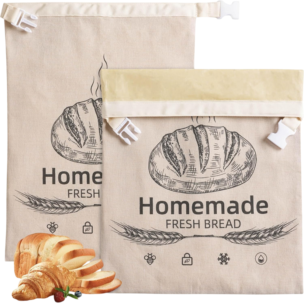 Beeswax Bread Bag Linen 17x12.6in Keeps Fresh 7 Days Freezer-Safe Reusable BeeBredix