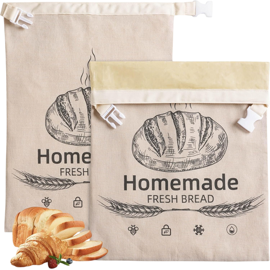 Beeswax Bread Bag Linen 17x12.6in Keeps Fresh 7 Days Freezer-Safe Reusable BeeBredix