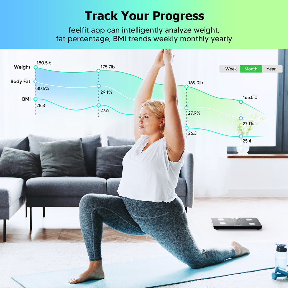 BovScalix Smart Body Composition Scale with 5.35-inch VA LED Color Screen 25 Health Metrics Athlete Mode