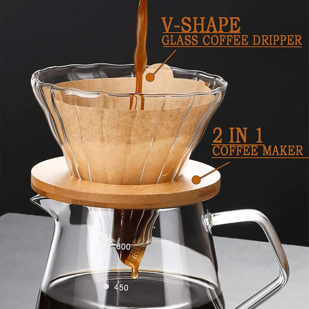 Pour Over Coffee Maker - Manual Drip Coffee Brewer with Reusable Stainless Steel Filter