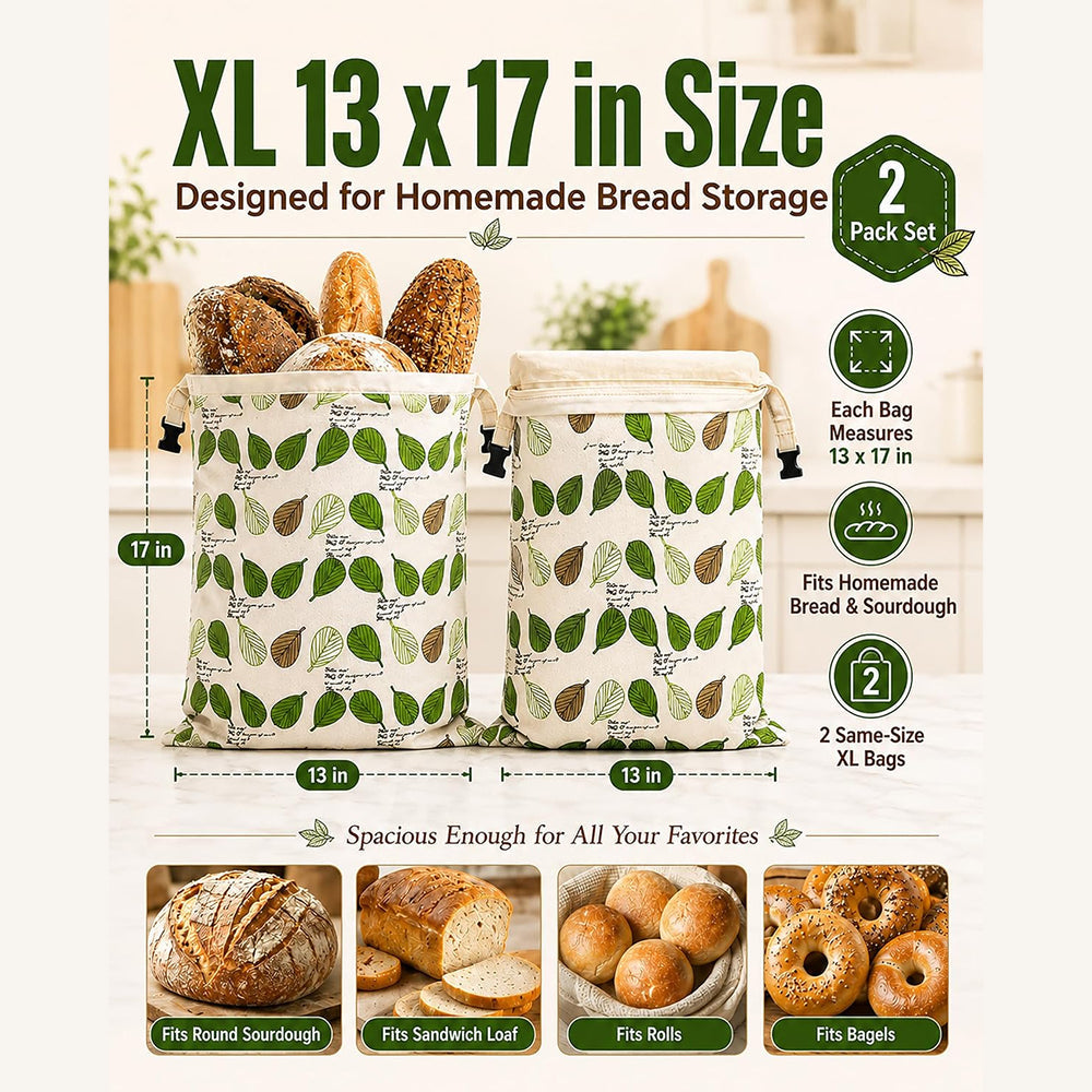 Reusable Beeswax Bread Bag - Eco-Friendly Food Storage Bag for Homemade Bread
