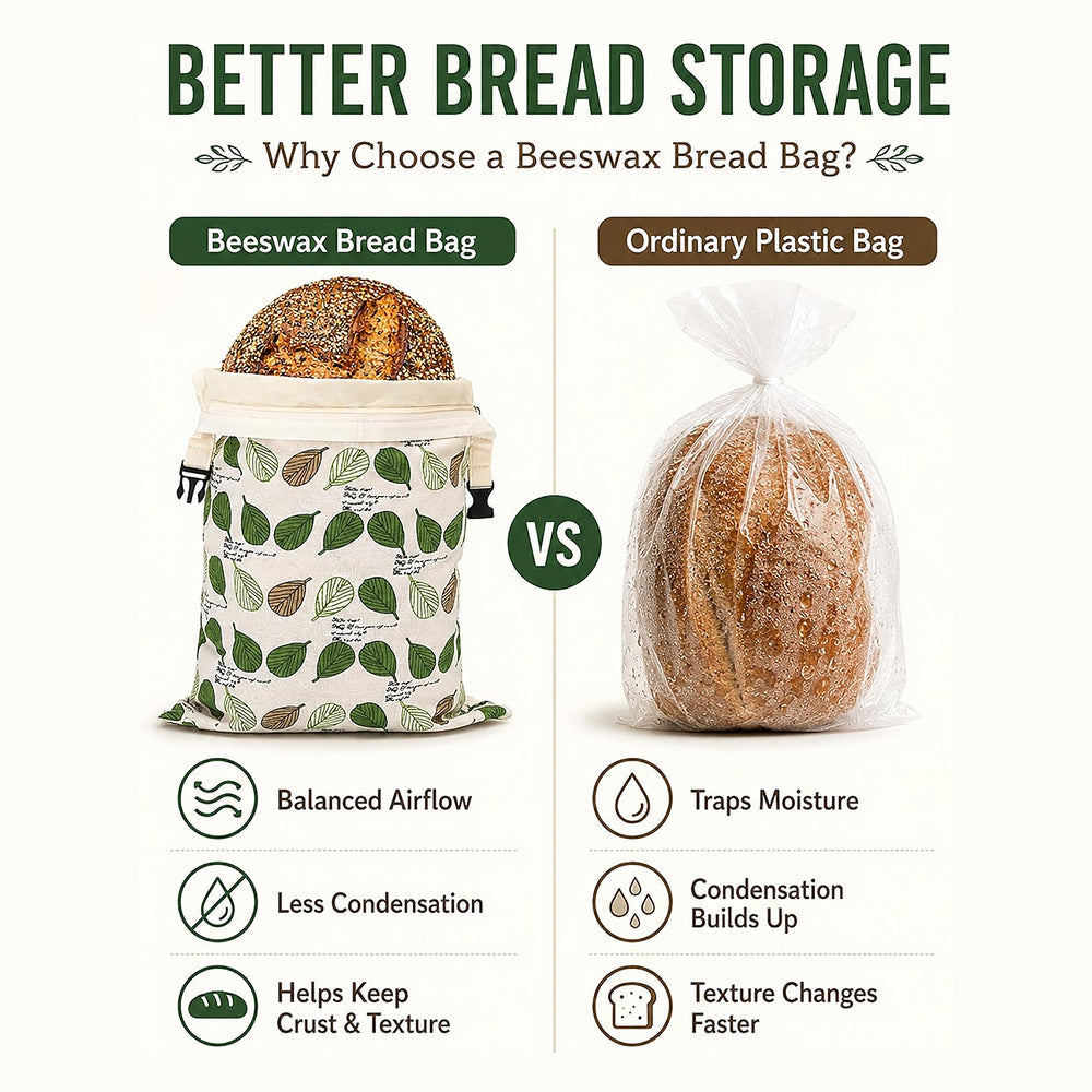 Reusable Beeswax Bread Bag - Eco-Friendly Food Storage Bag for Homemade Bread