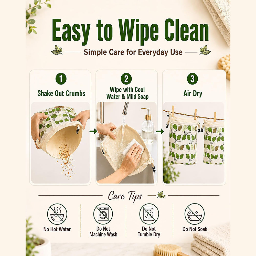 Reusable Beeswax Bread Bag - Eco-Friendly Food Storage Bag for Homemade Bread