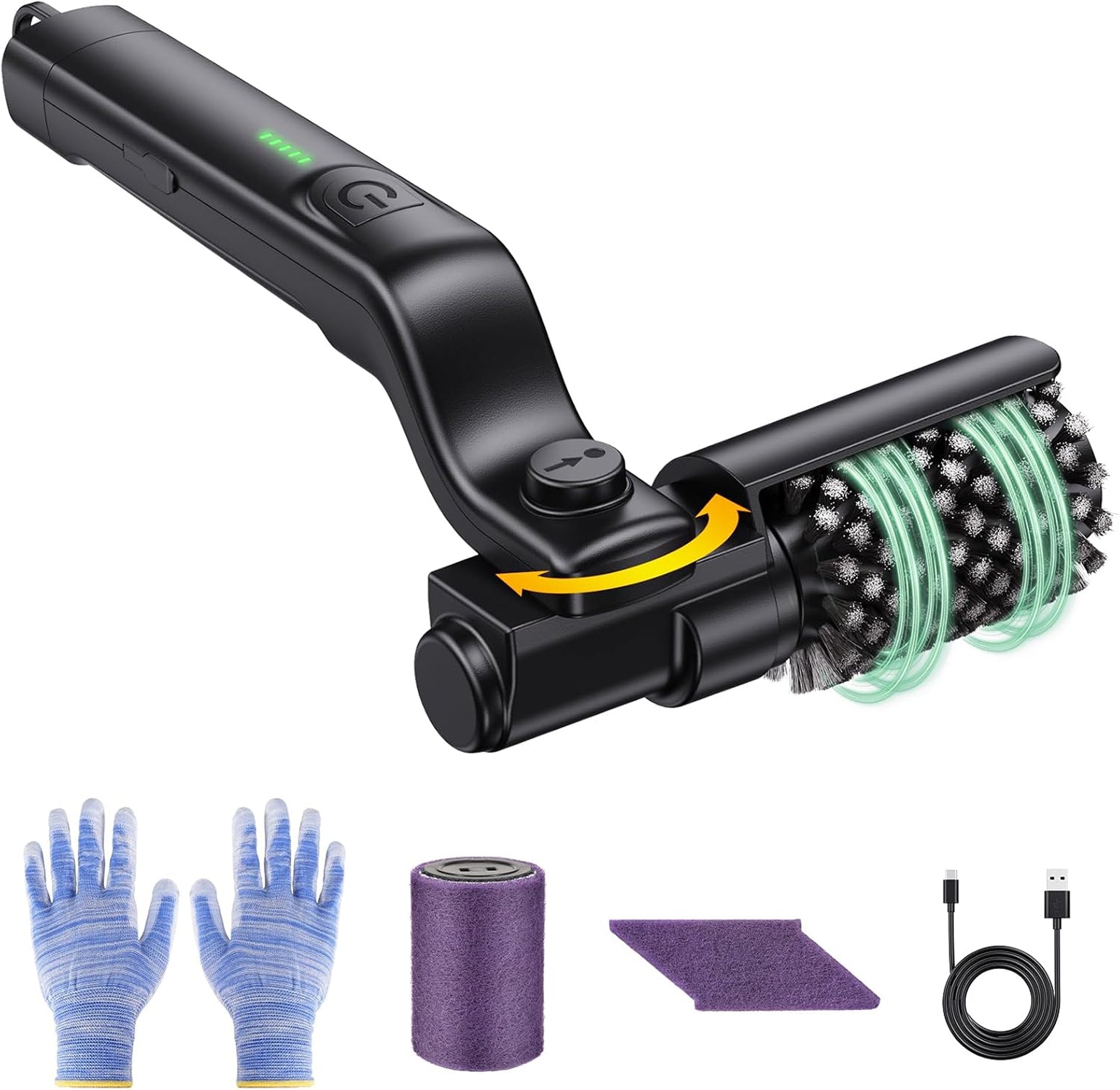 BruxMixi Electric Grill Brush 8-Angle Adjustable Head with 400 RPM 3-Speed Motor and IPX7 Waterproof Design