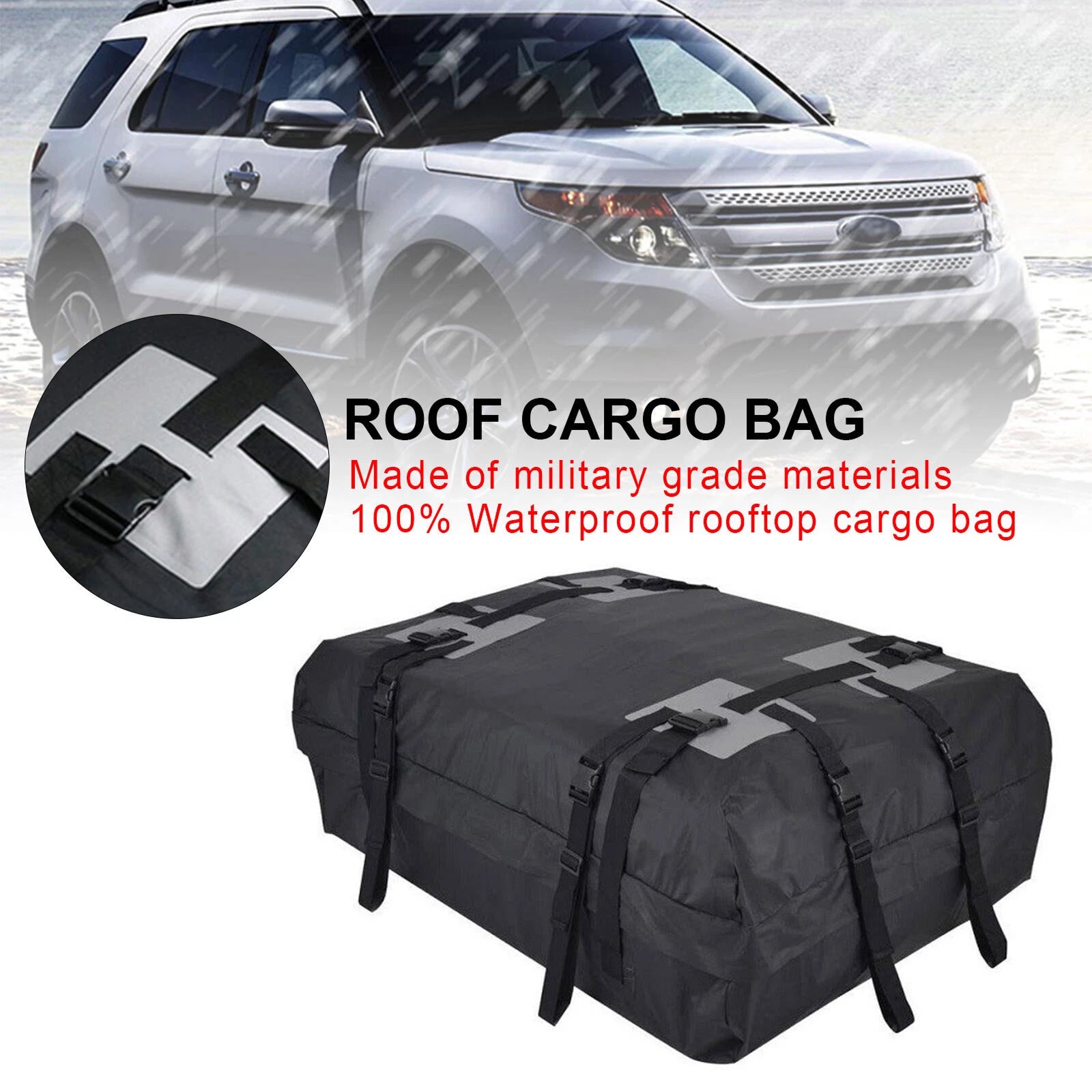 CarixBagi Rooftop Cargo Bag 15 Cubic Feet 100% Waterproof Military-Grade Carrier