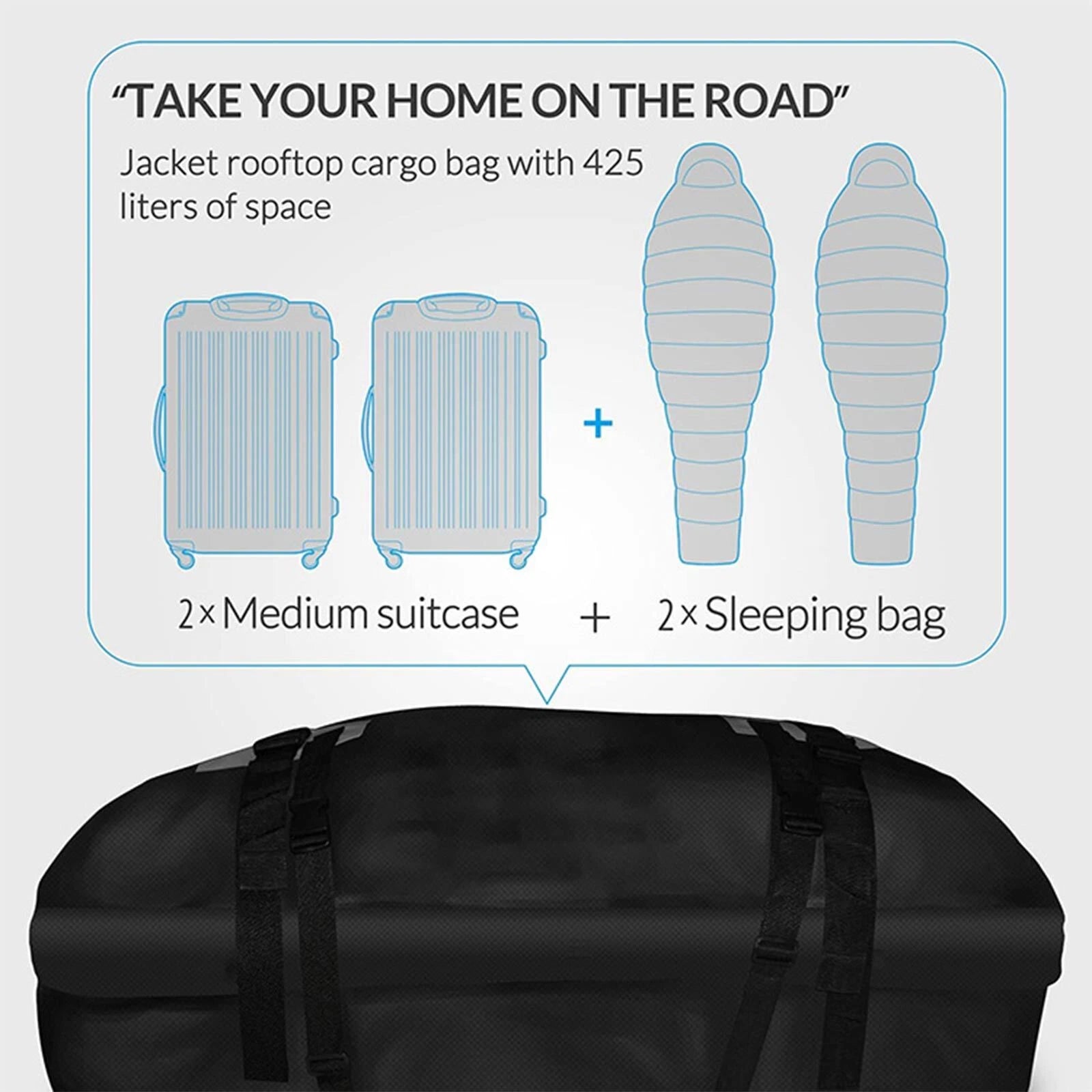 CarixBagi Rooftop Cargo Bag 15 Cubic Feet 100% Waterproof Military-Grade Carrier