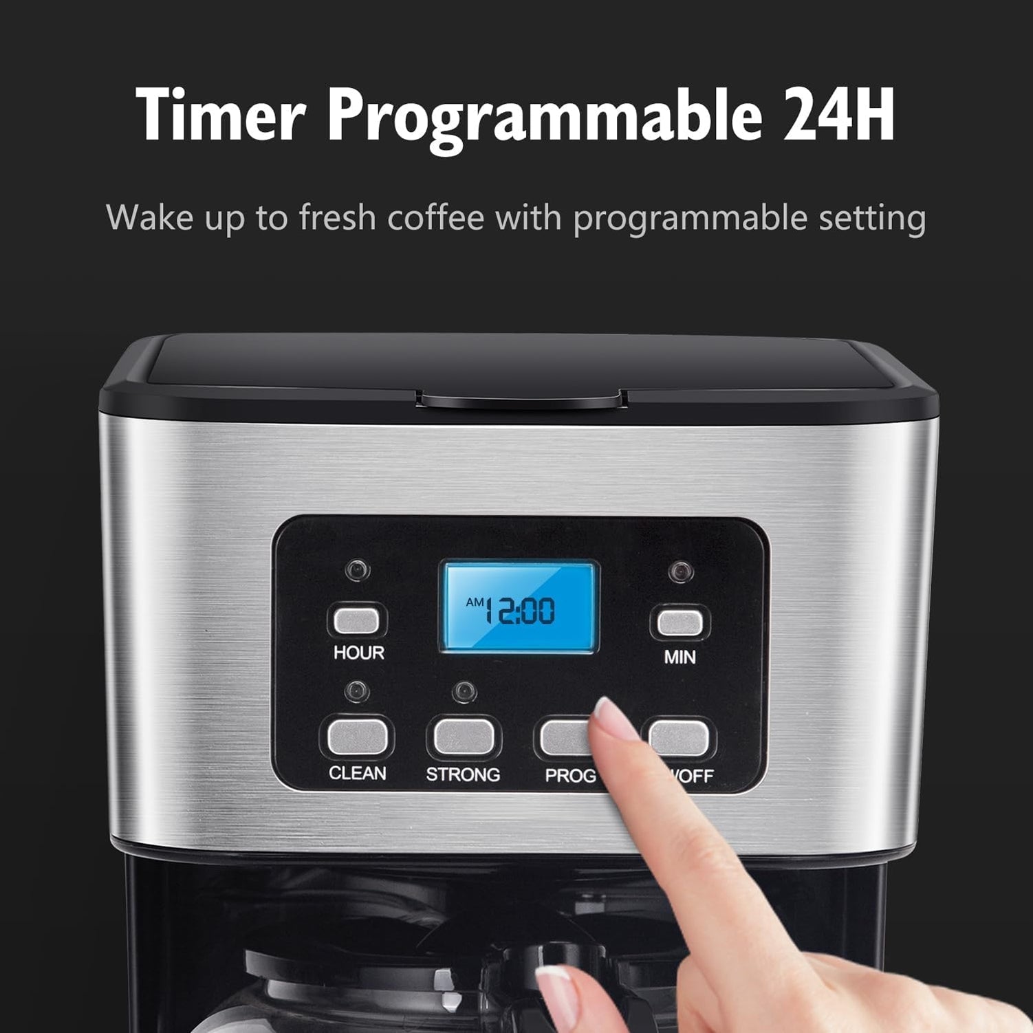Automatic Drip Coffee Maker - Electric Glass Carafe Coffee Brewer for Home & Office