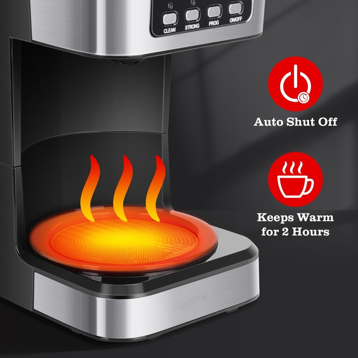 Automatic Drip Coffee Maker - Electric Glass Carafe Coffee Brewer for Home & Office