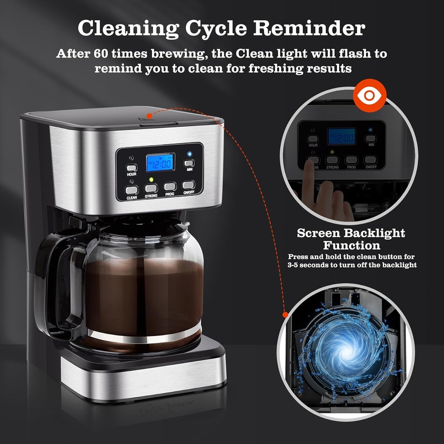 Automatic Drip Coffee Maker - Electric Glass Carafe Coffee Brewer for Home & Office