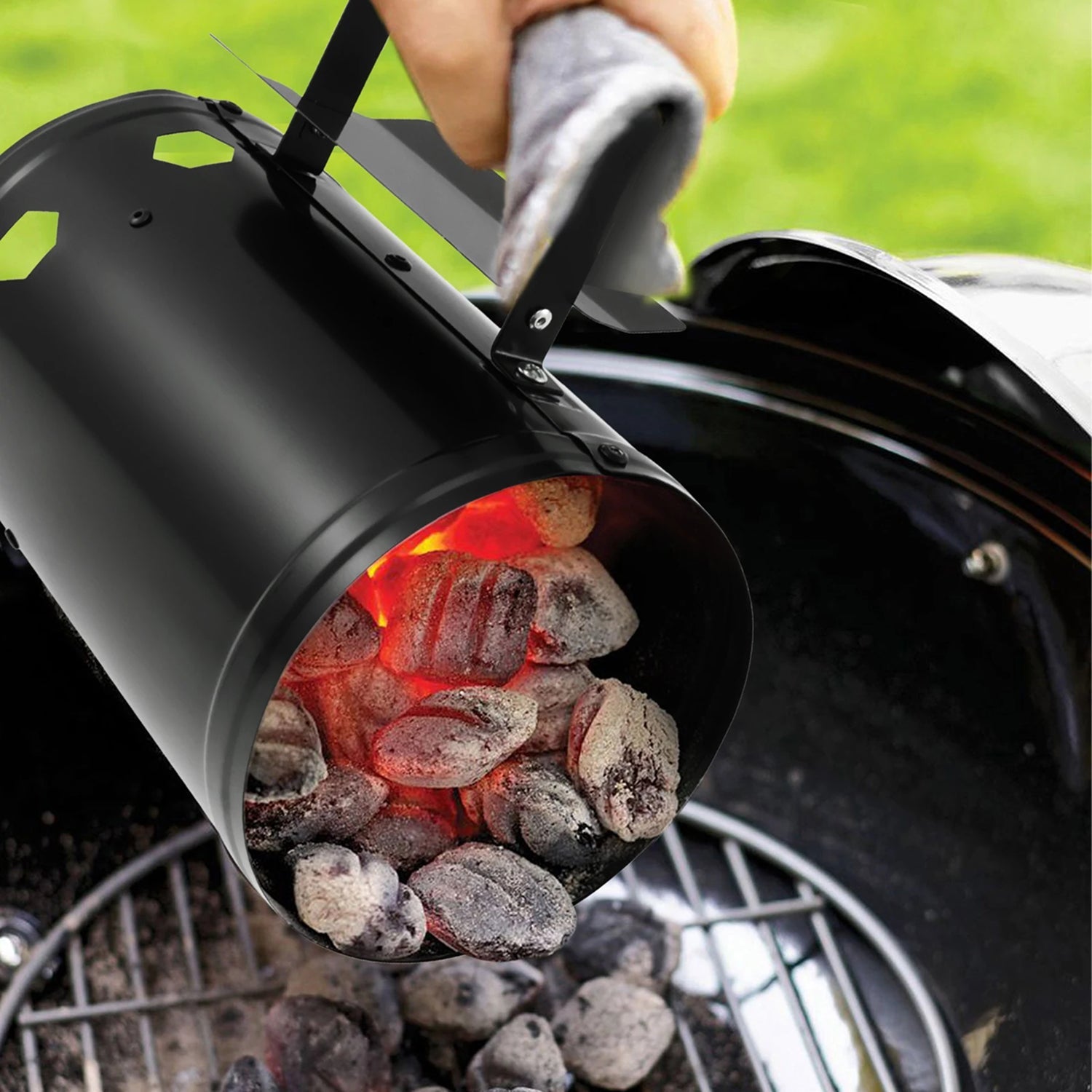 ChimiLaci Charcoal Chimney Starter Large Capacity 10-20 Min Iron Electrophoresis No Lighter Fluid