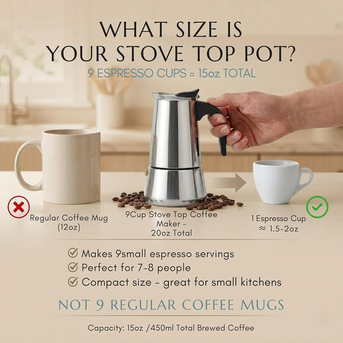 Stovetop Coffee Percolator - Stainless Steel Espresso & Coffee Maker for Home, Camping & Gas Stove
