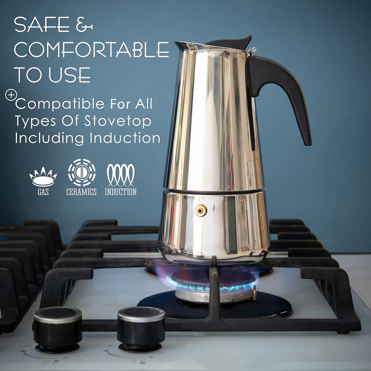 Stovetop Coffee Percolator - Stainless Steel Espresso & Coffee Maker for Home, Camping & Gas Stove