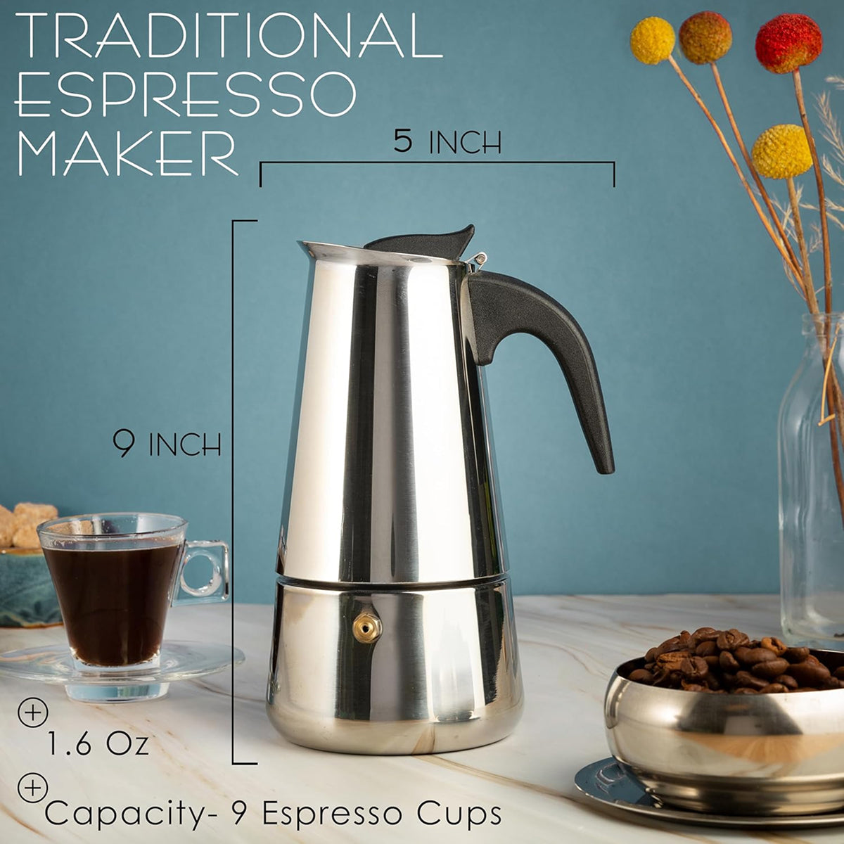 Stovetop Coffee Percolator - Stainless Steel Espresso & Coffee Maker for Home, Camping & Gas Stove