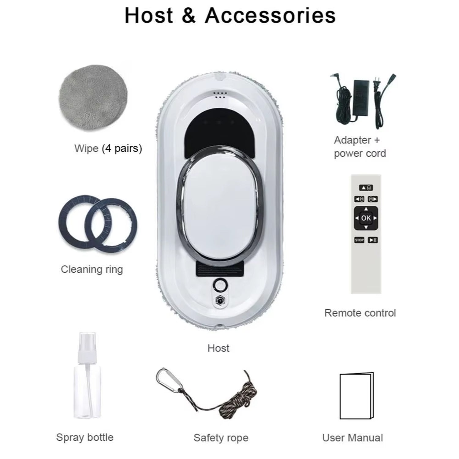 ClasEvist Window Cleaning Robot Smart AI Path Dual Spinning Mops with UPS Safety
