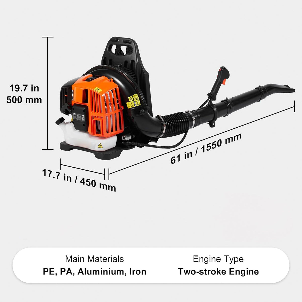 CleNolif 52CC Backpack Leaf Blower - High-Powered Gas Yard Blower
