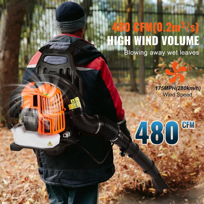 CleNolif 52CC Backpack Leaf Blower - High-Powered Gas Yard Blower