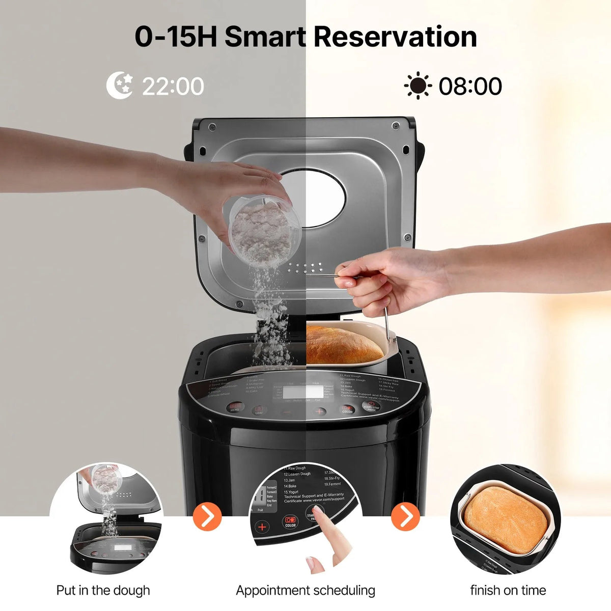 Automatic Bread Maker Machine for Home Baking, Programmable Non-Stick Loaf Maker