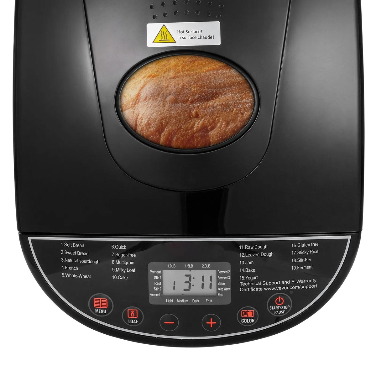 Automatic Bread Maker Machine for Home Baking, Programmable Non-Stick Loaf Maker