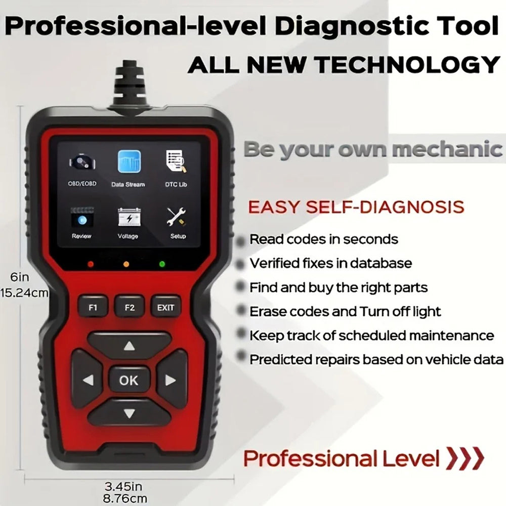 CodiRedix Car Code Reader OBD2 Scanner 35,000+ DTC Library Mode 6/8 Emissions Tool