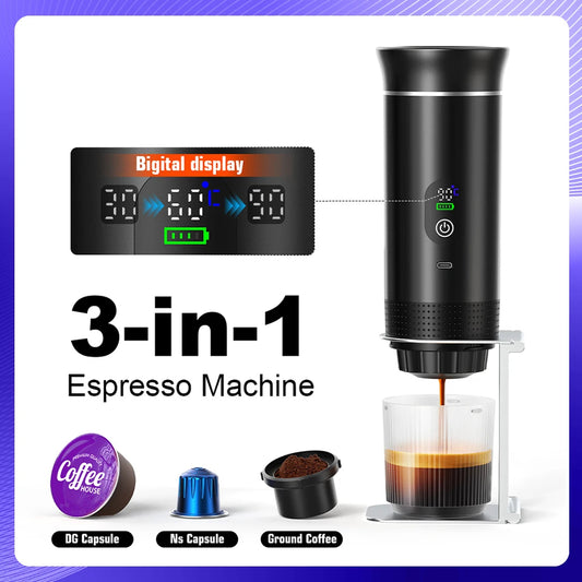 CofiMika Portable Coffee Maker - 20 Bar High-Pressure Espresso Machine with Heating Element, 7500mAh Battery