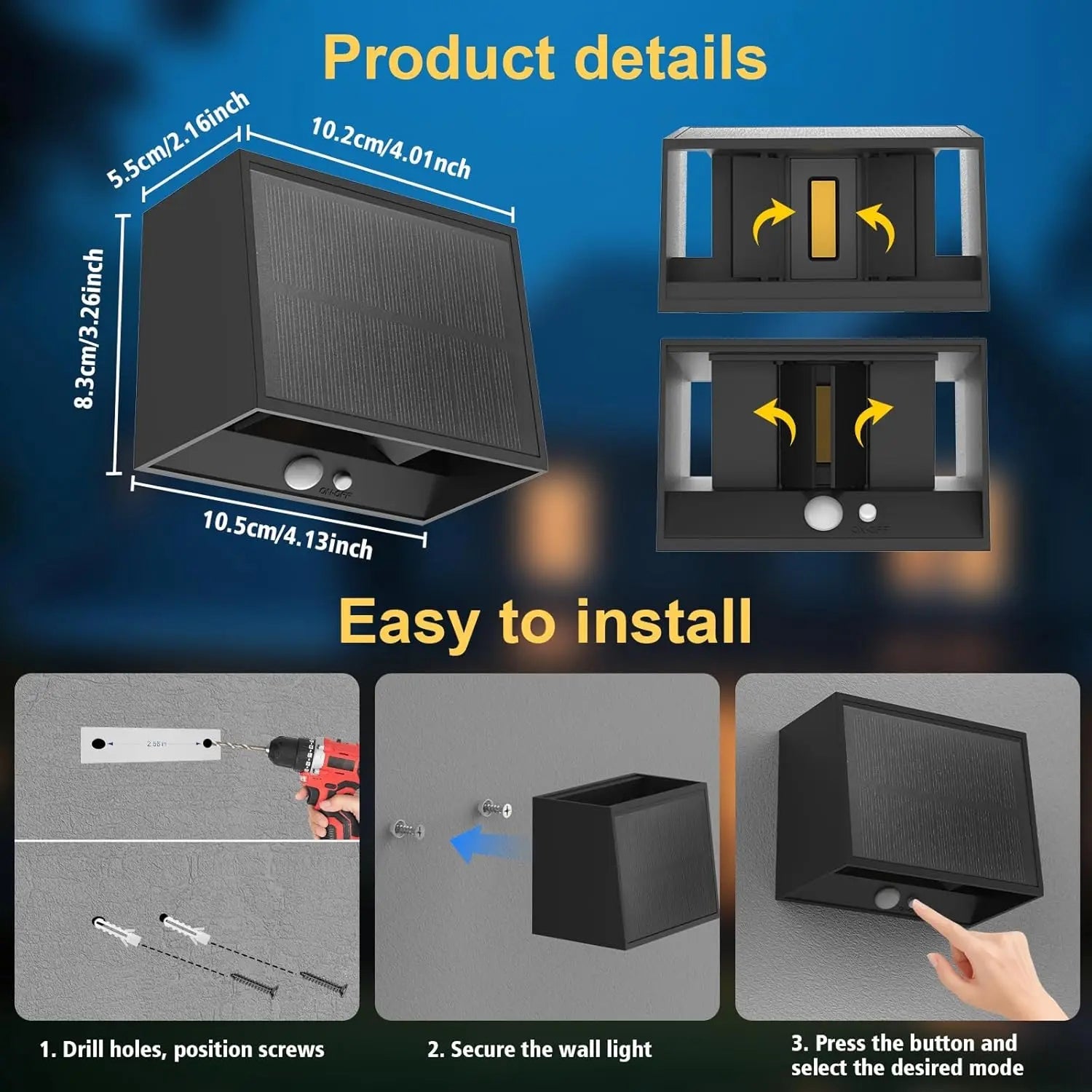 Outdoor Motion Sensor Light - Waterproof Security Floodlight for Yard, Patio, and Driveway