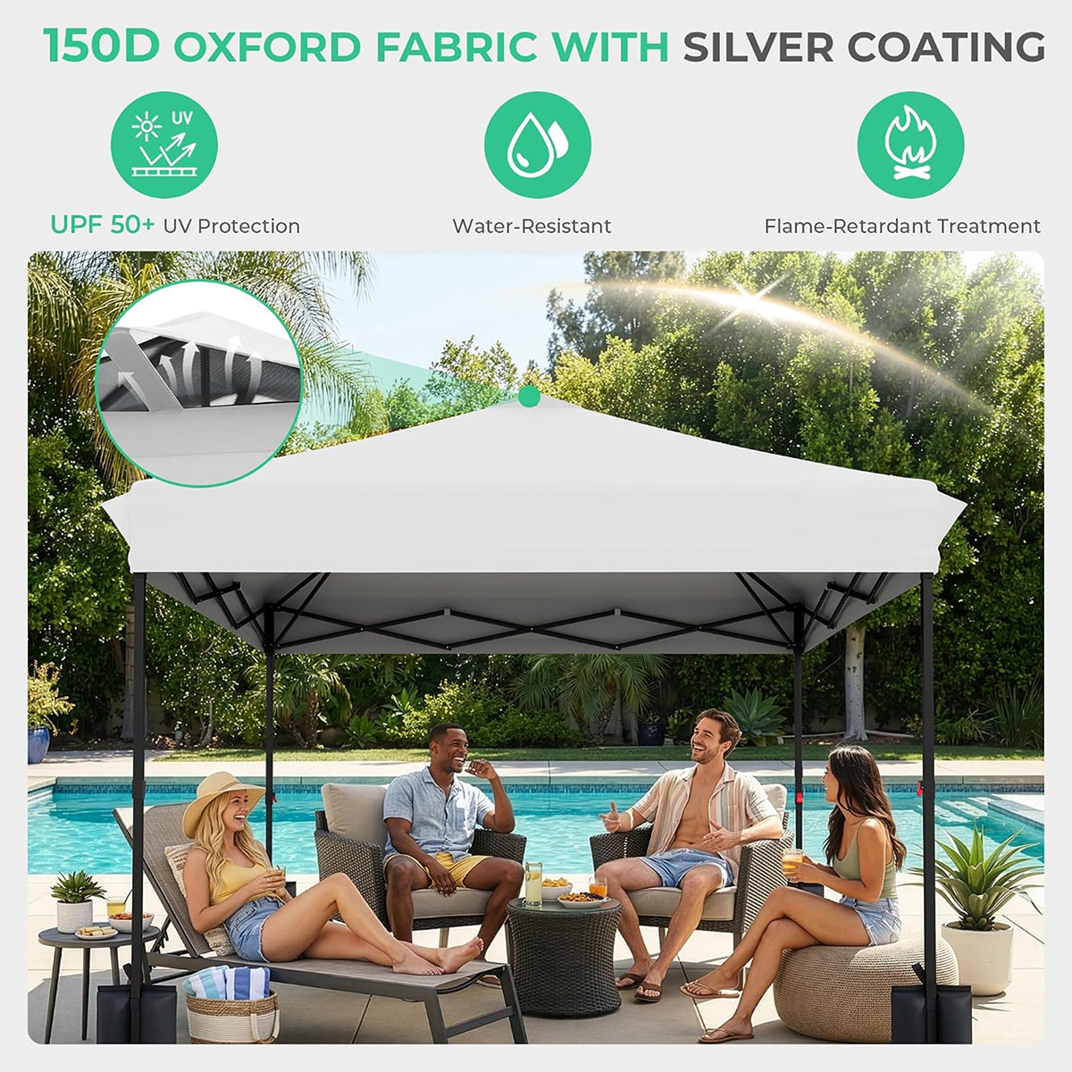 DabisCamp 10x10 Pop-Up Canopy Tent with One-Push Instant Setup