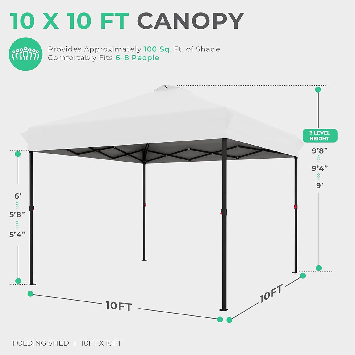 DabisCamp 10x10 Pop-Up Canopy Tent with One-Push Instant Setup