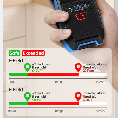 DetexMifi EMF Detector 3-in-1 0.01μT Precision 2.4" Color Screen 1000mW/cm² Meter