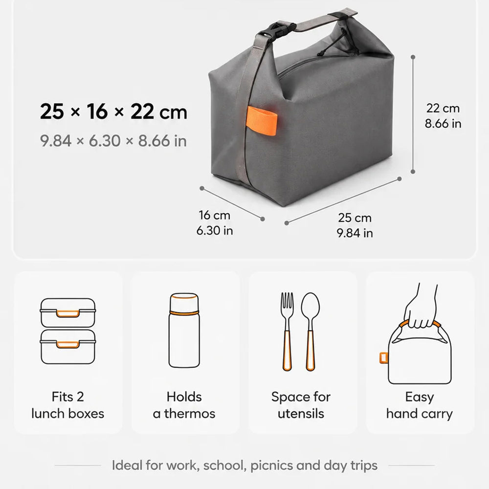 Insulated Lunch Bag - Portable Leakproof Lunch Box Cooler for Work, School, and Picnic