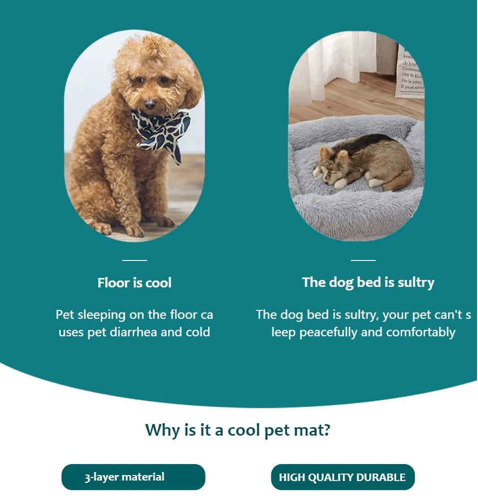 Self Cooling Mat for Dogs Ice Silk Washable Pet Pad Cushion for Crate Bed Car DovixMati
