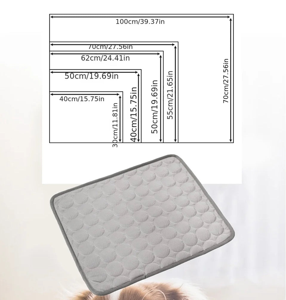 Self Cooling Mat for Dogs Ice Silk Washable Pet Pad Cushion for Crate Bed Car DovixMati