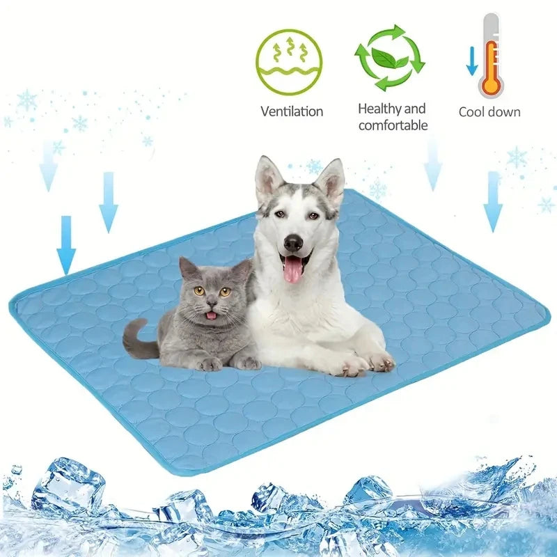 Self Cooling Mat for Dogs Ice Silk Washable Pet Pad Cushion for Crate Bed Car DovixMati