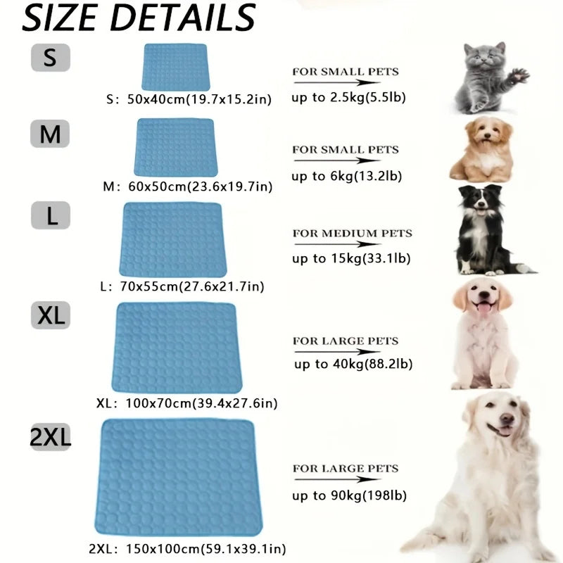 Self Cooling Mat for Dogs Ice Silk Washable Pet Pad Cushion for Crate Bed Car DovixMati