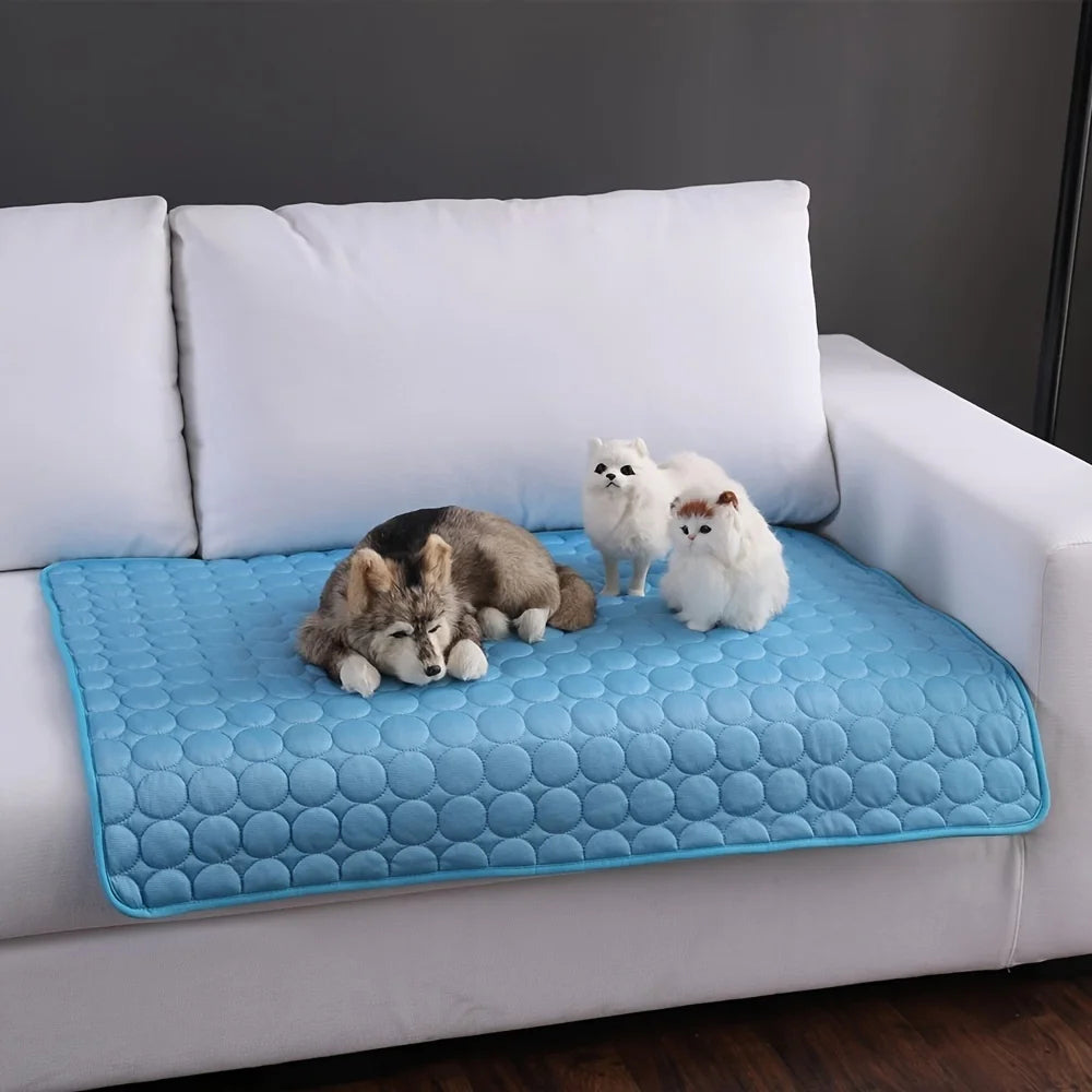 Self Cooling Mat for Dogs Ice Silk Washable Pet Pad Cushion for Crate Bed Car DovixMati
