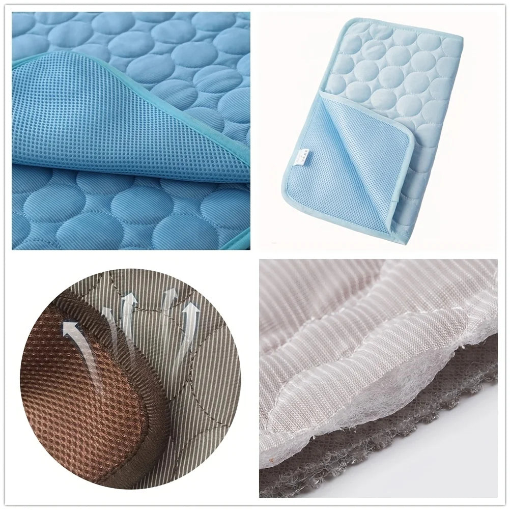 Self Cooling Mat for Dogs Ice Silk Washable Pet Pad Cushion for Crate Bed Car DovixMati
