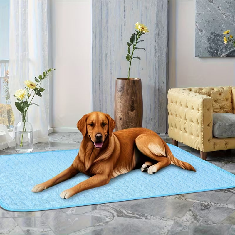 Self Cooling Mat for Dogs Ice Silk Washable Pet Pad Cushion for Crate Bed Car DovixMati