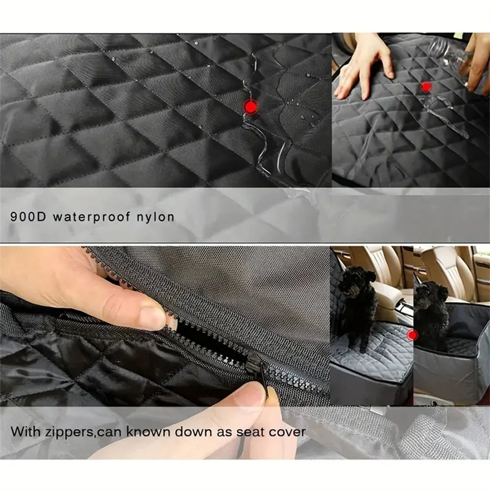 DoxCavix Dog Car Seat Cover 900D Waterproof Nylon 2-in-1 Booster Seat for Front Seats