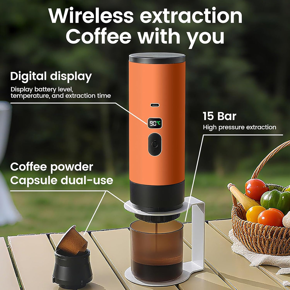 Portable Espresso Maker - Handheld Mini Travel Coffee Machine for Camping & Home